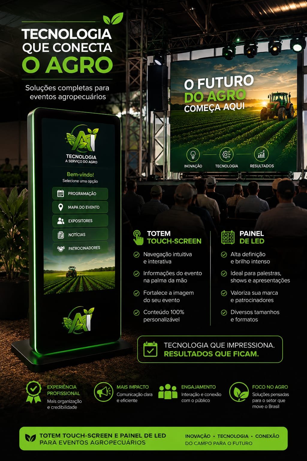 Locação de Totem Interativo, Painel de LED e TV de Grande Formato para Show Safra 2026 em Lucas do Rio Verde